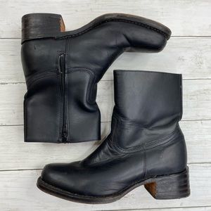 VTG USA Made Frye BLK Campus Leather Boots SZ 10m Wmns